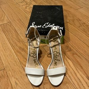 Sam Edelman white leather sandal heels